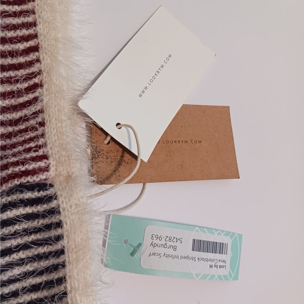 NWT infinity scarf Neva Colorblock Striped Burgundy Look by M/Stitch Fix NEW - Picture 3 of 7